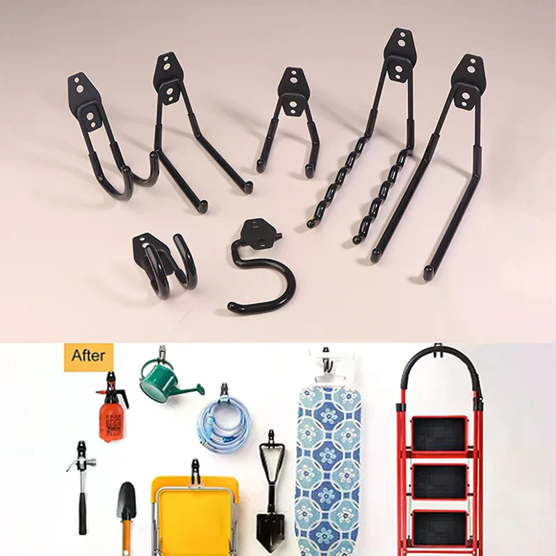 Wall-mounted Non-slip Storage Garage Heavy-duty Hook Set Storage With Heavy Garden Tools Bicycle Metal Hook