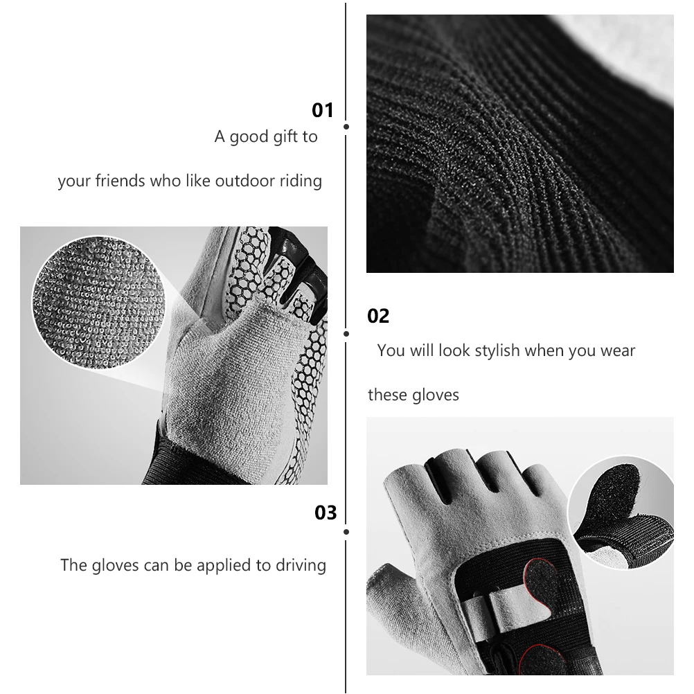 

Sports Anti-slip Gloves Grey Cycling Riding Workout Shockproof Breathable Material Gym Training Biker Outdoor Activities Summer