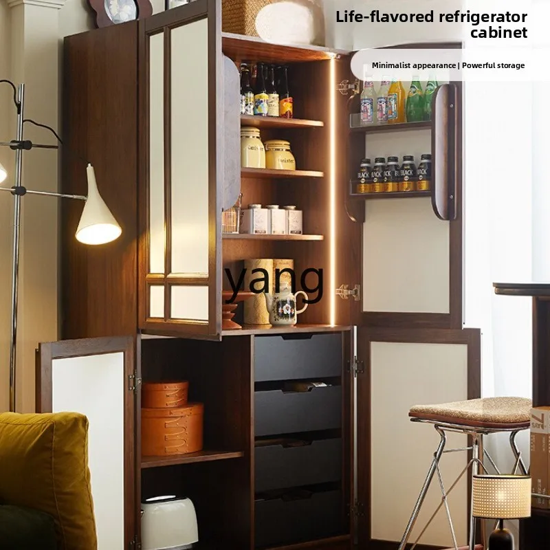 

tgf Retro Sideboard Wall-Mounted Vintage Storage Cabinet Small Apartment Solid Wood High Cabinet