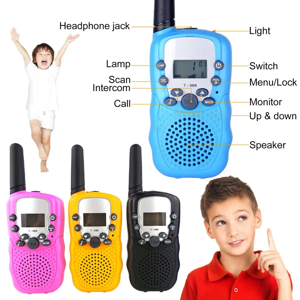 T388 Walkie Talkie bambini 2 pezzi ricevitore Radio per bambini Walkie-Talkie regalo di compleanno per bambini giocattoli per bambini per ragazze dei ragazzi