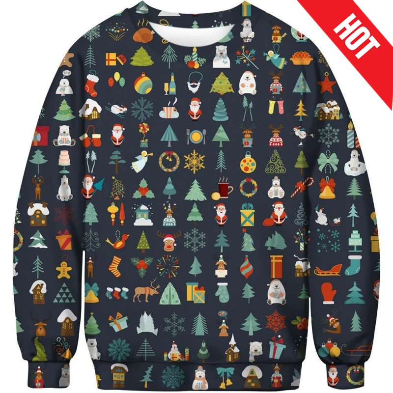 Men Women Christmas Sweater 3D Printed Holiday Party Christmas Sweatshirt Chilren Pullovers  Y2k Sweater Men Clothing Fashion