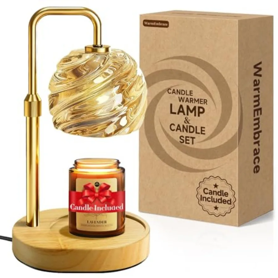 

Лампа для подогрева свечей с набором лавандовых свечей, электрическая лампа для разогрева воска с автоматическим таймером и 4 регулируемыми по яркости лампочками, регулируемая высота