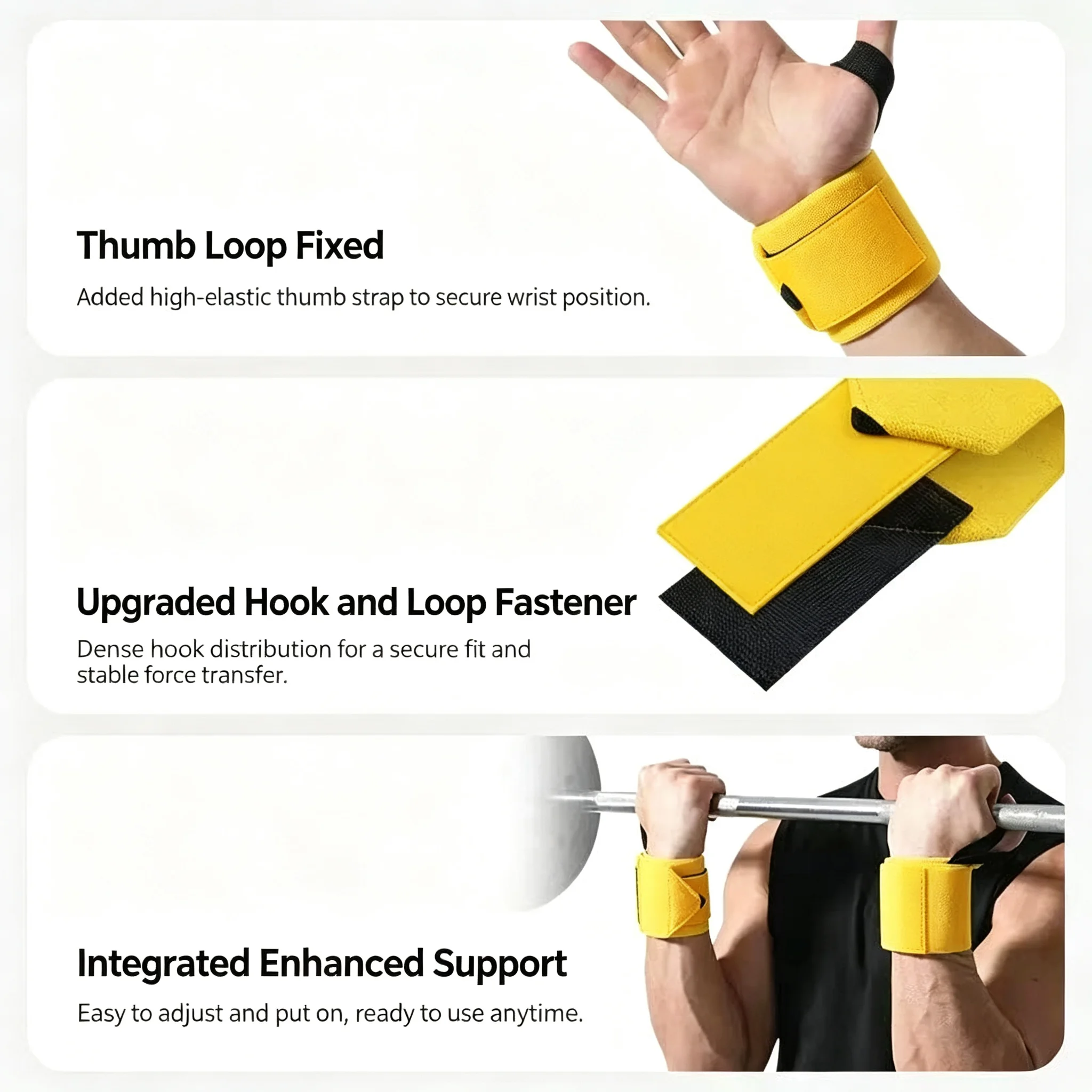 Fitness wrist wraps, bandages for compression training, help with bench press and deadlift
