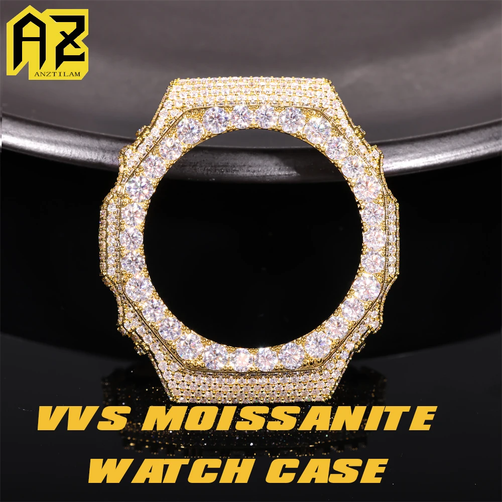 Anztilam VVS Moissanite Watch Case for Casi* GA-2100 Men Women Bling Brass Wrist Case Jewelry Pass Diamonds Tester GRA Free Ship