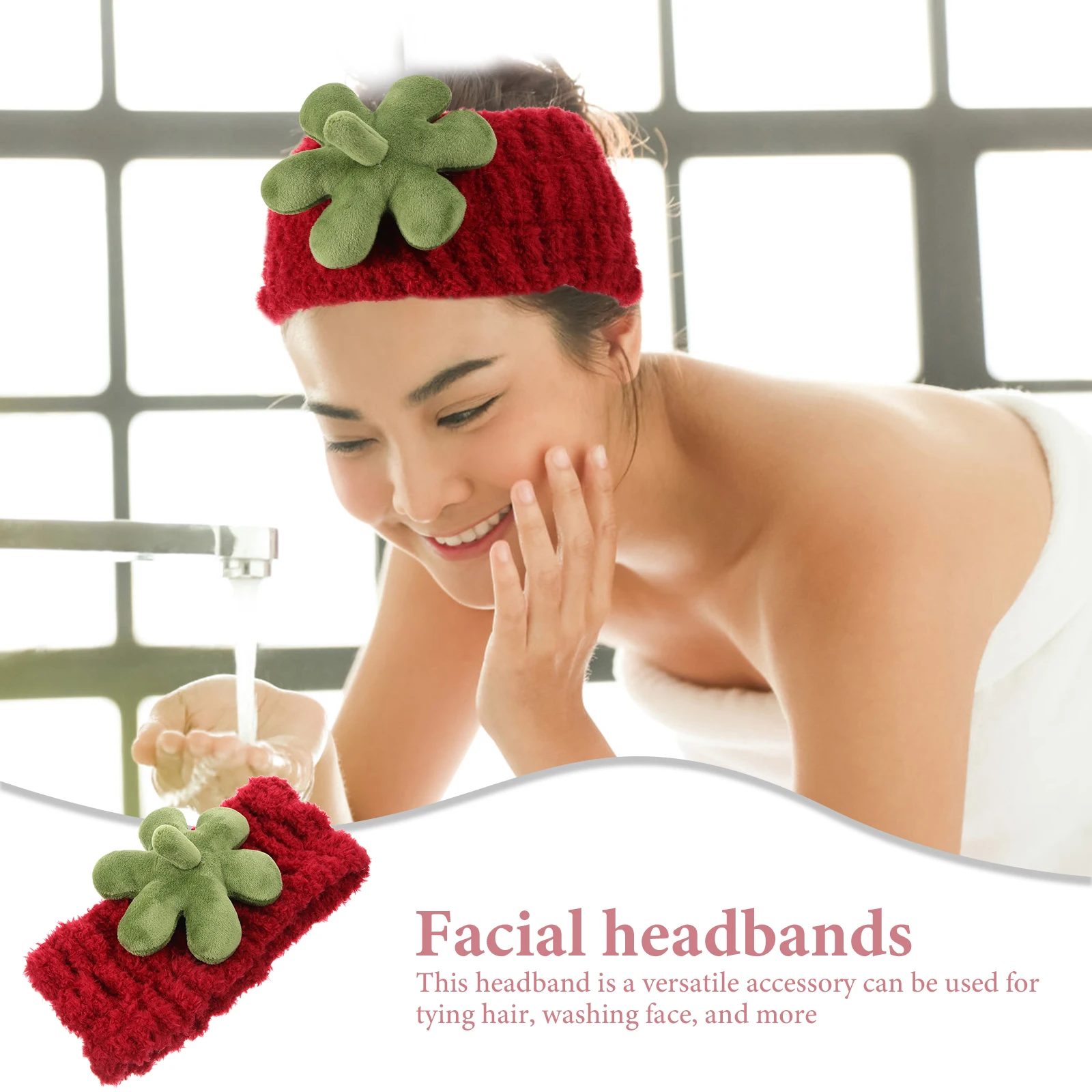 

Милая клубничная повязка на голову для спа, коралловый флис, мягкая повязка для волос на лице, аксессуары для макияжа, повязка на голову для ухода за кожей для женщин и подростков