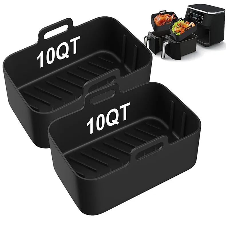 BBNV-2 قطعة بطانات سيليكون للمقلاة الهوائية للنينجا DZ401 DZ550 مقلاة هوائية مزدوجة قابلة لإعادة الاستخدام 10QT ملحقات سلة مقلاة هوائية غير لاصقة