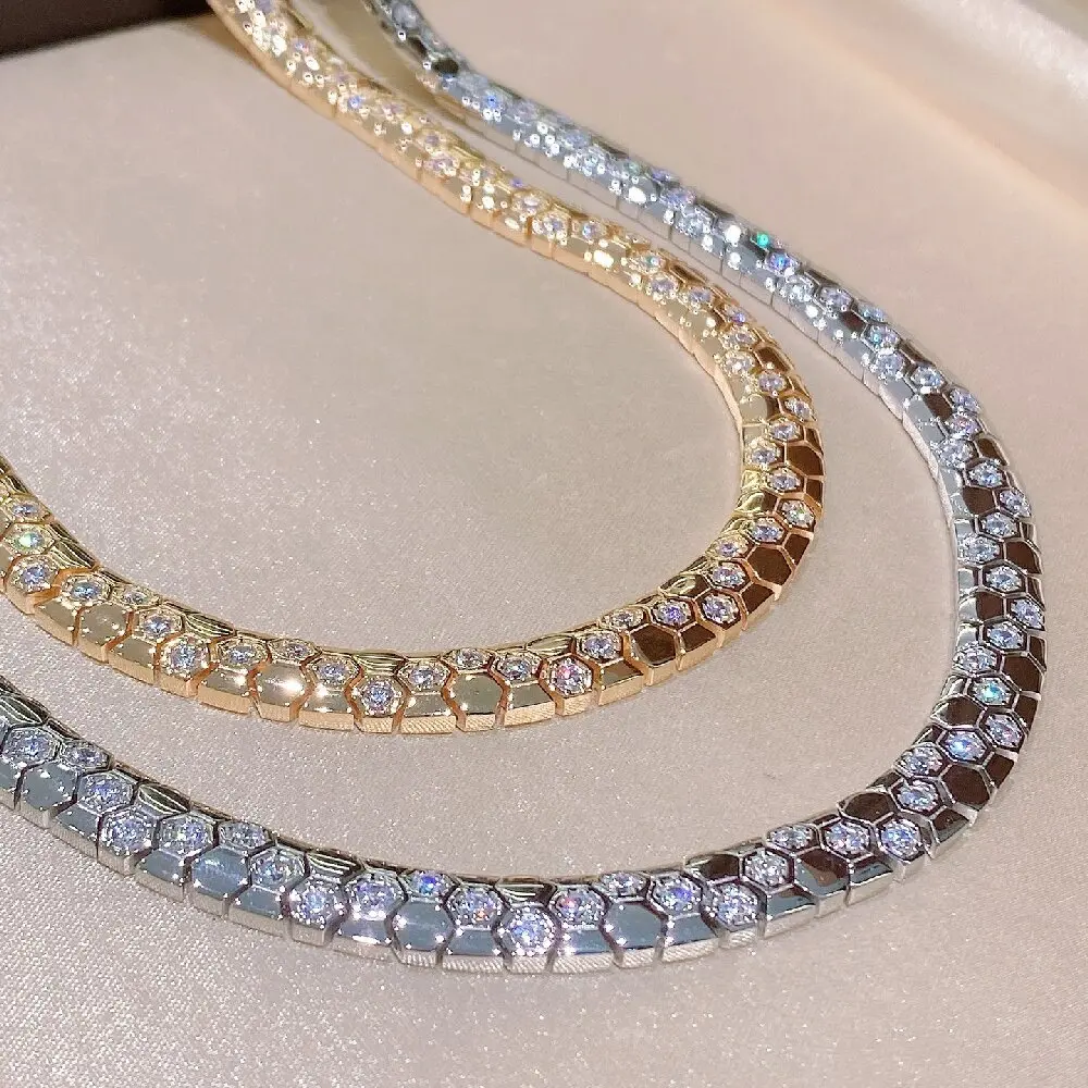 KQDANCE Fashion 925 Sterling Silver Diamond Tennis Chain Necklaces for Women Or Man