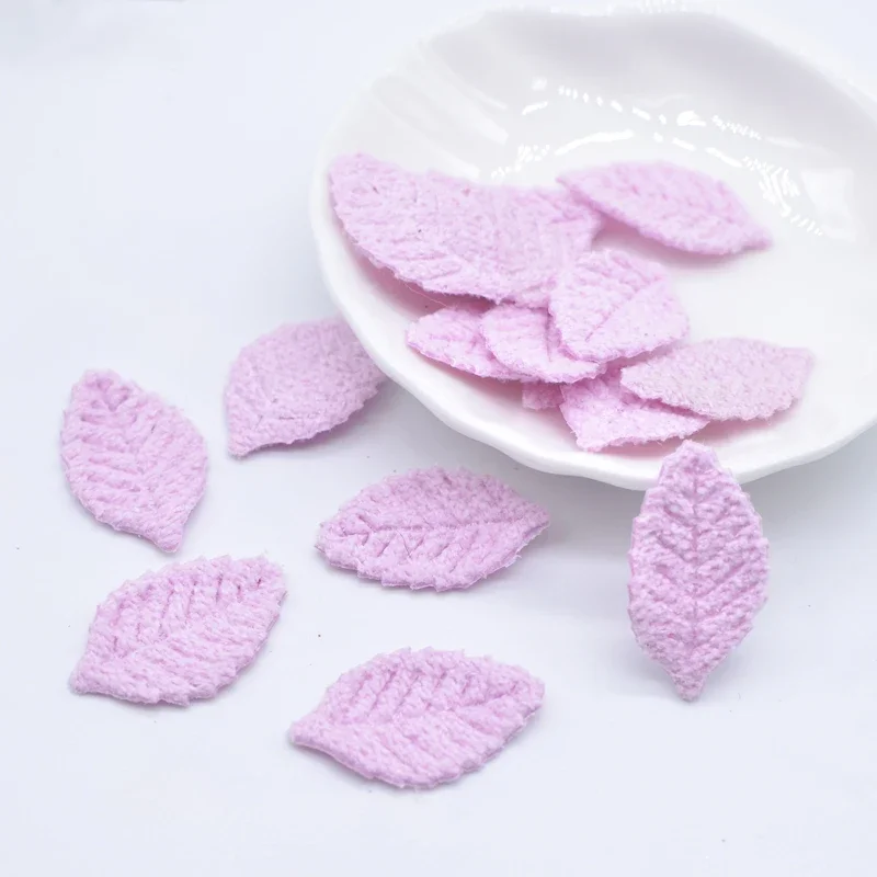 100 Stuks 18*27mm Wollen Blad Gewatteerde Bloem Applicaties voor kinderen Ambachten Hoofddeksels Accessoires DIY Haarspeldjes Earing decoratie