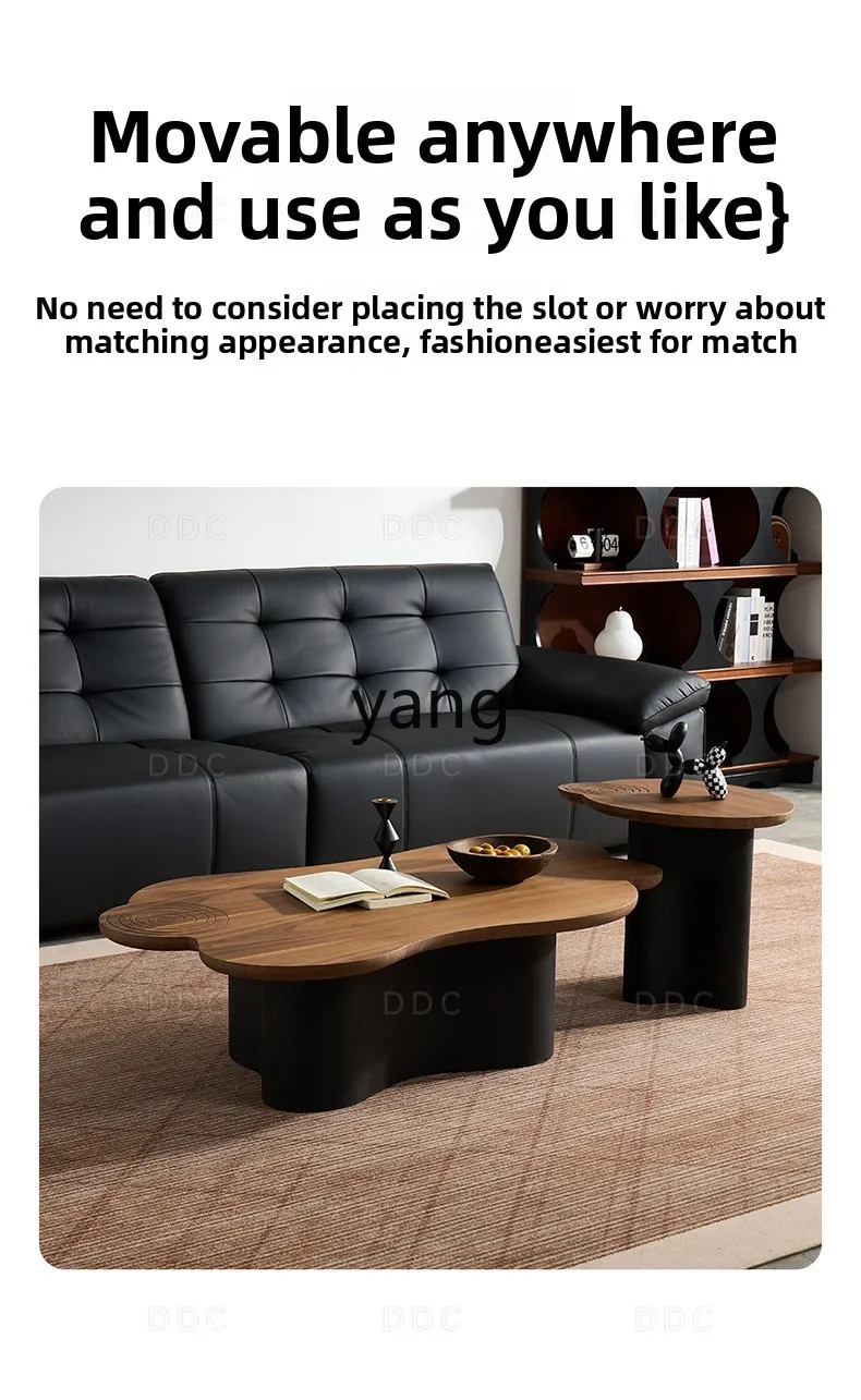TGF walnut pattern coffee table living room high sense size combination environmental protection board coffee table