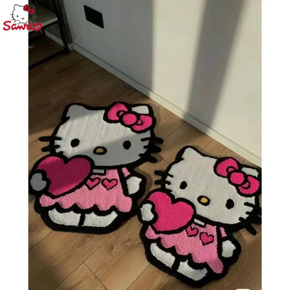 Kawaii Hello Kittys Sanrios Cartoon Carpet Household Bedroom Bedside Carpet Cute Girl Room Floor Mat Dresser Foot Mat Kids Gift