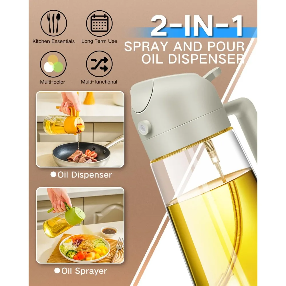 2 في 1 موزع زيت زجاجة بخاخ زيت المطبخ بخاخ زيت الزيتون للطبخ مستر للمقلاة الهوائية والشواء وقلي السلطة مع فرشاة #6
