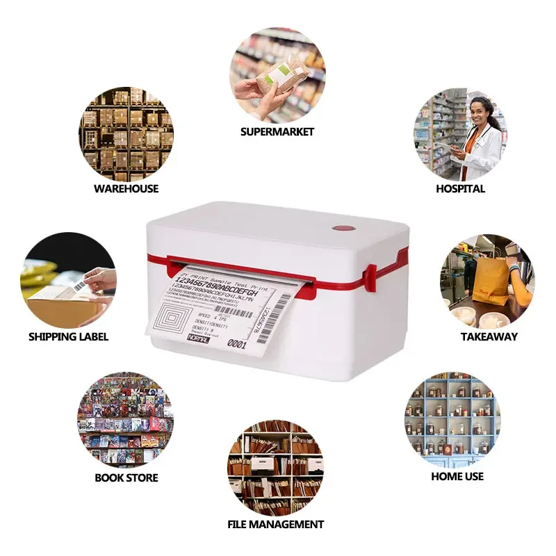 متوفر في المخزون أحدث تحديث ZY909 طابعة حرارية طابعة ملصقات شحن الباركود 4x6 طابعة Waybill A6 الحرارية