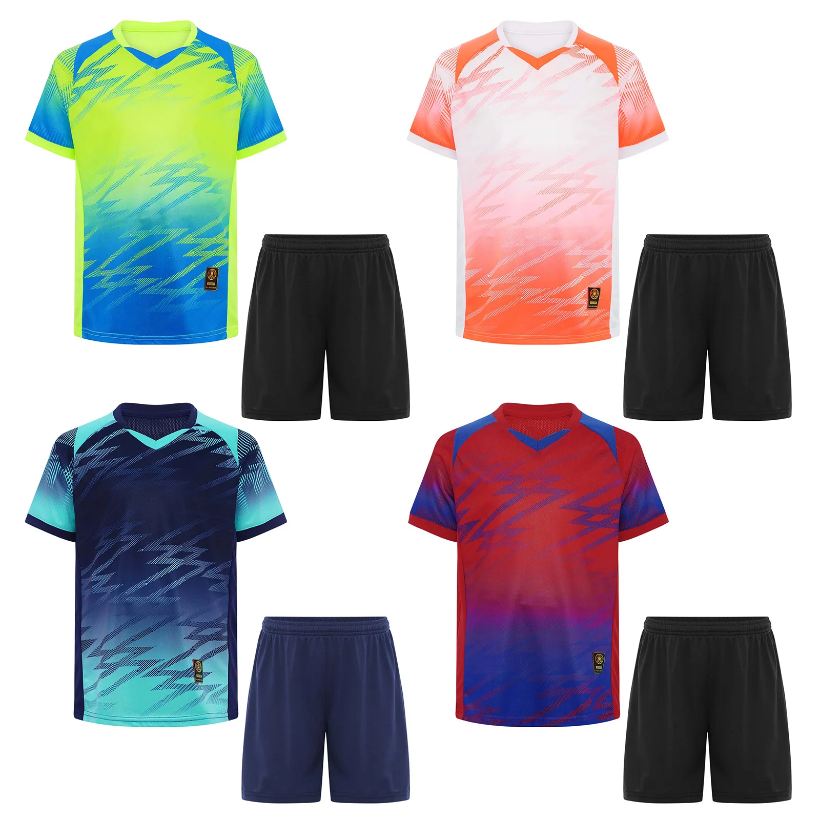 Set Olahraga Fashion Anak-anak Pakaian Olahraga Anak Laki-laki Seragam Latihan Sepak Bola Kaus Lengan Pendek Bernapas Cepat Kering dengan Celana Pendek Olahraga