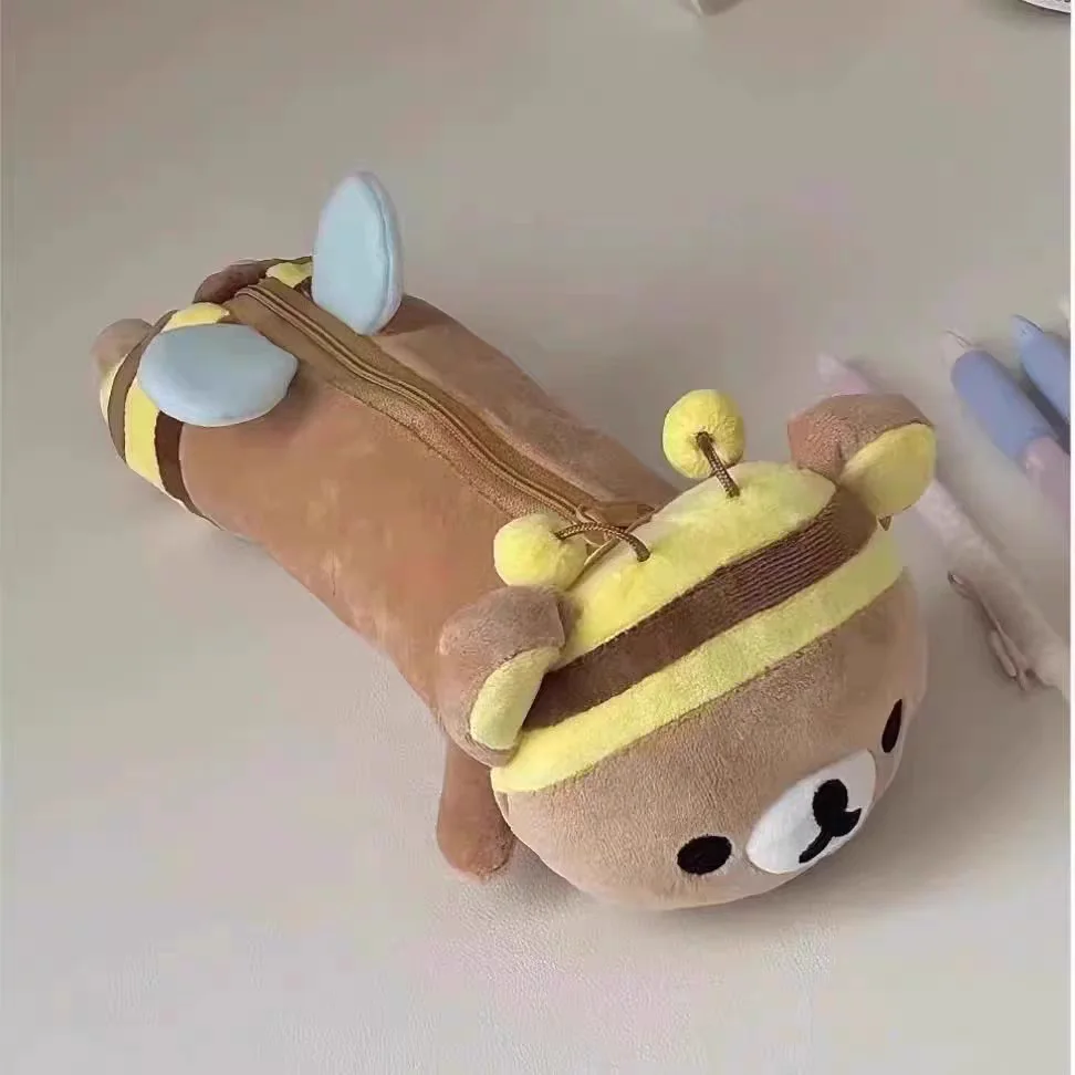 

Diy Self Made мультфильм Rilakkuma Bee Bear милая плюшевая кукла сумка-ручка Rilakkuma коробка для хранения канцелярских принадлежностей праздничный подарок игрушки