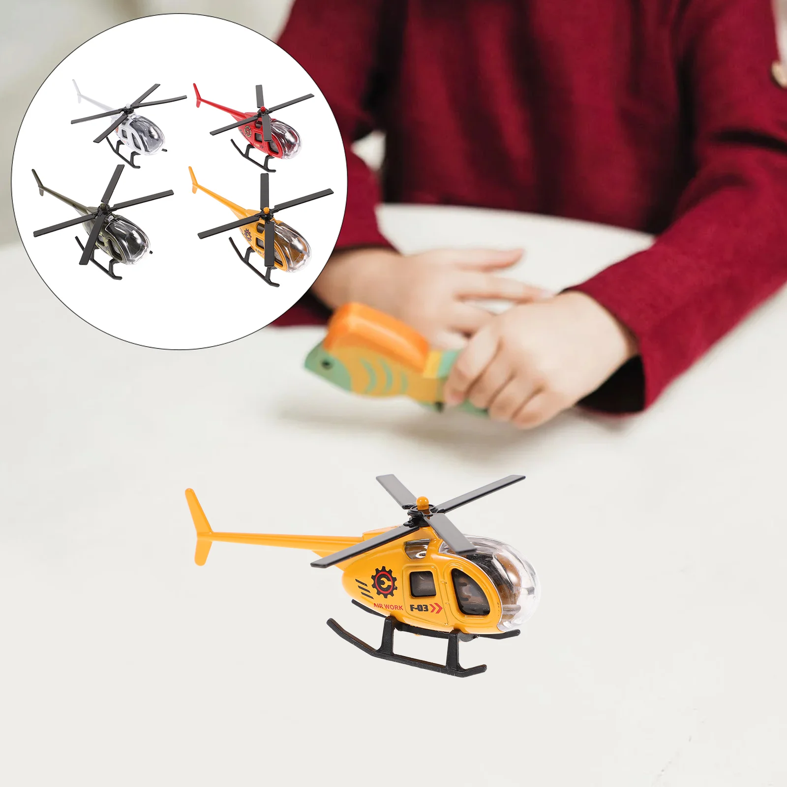 

4 Pcs Toys for Kids Children's Airplane Model Cabinet Decoration Home Supplies Office Boy Helicopter Metal Crafts Ornament