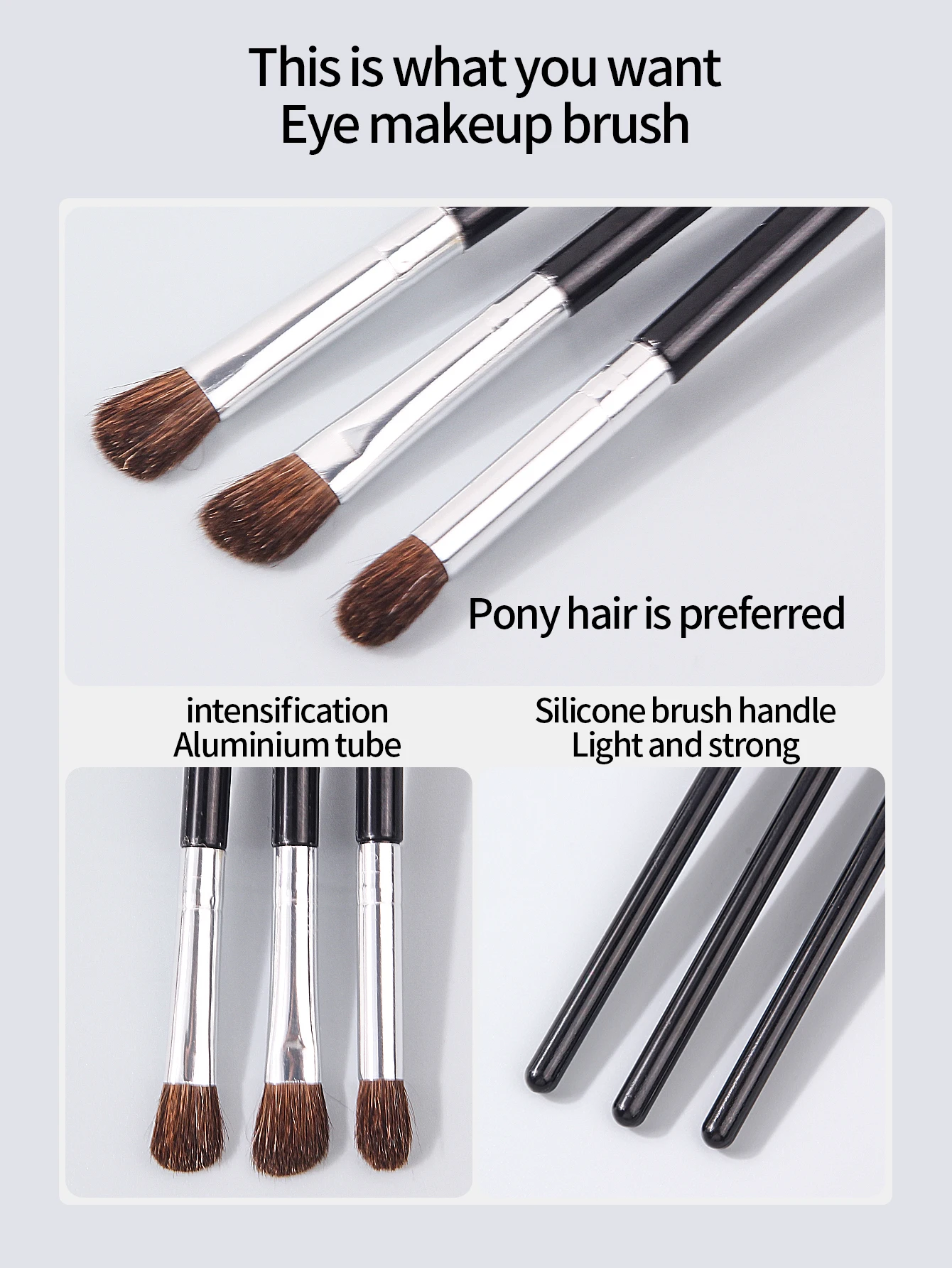 3 Stück kleiner Rosshaar-Lidschattenpinsel, Smuder-Pinsel, Detailpinsel, Augen-Make-up-Pinsel + 3 Stück weiche Mini-Daumen-Puderquaste