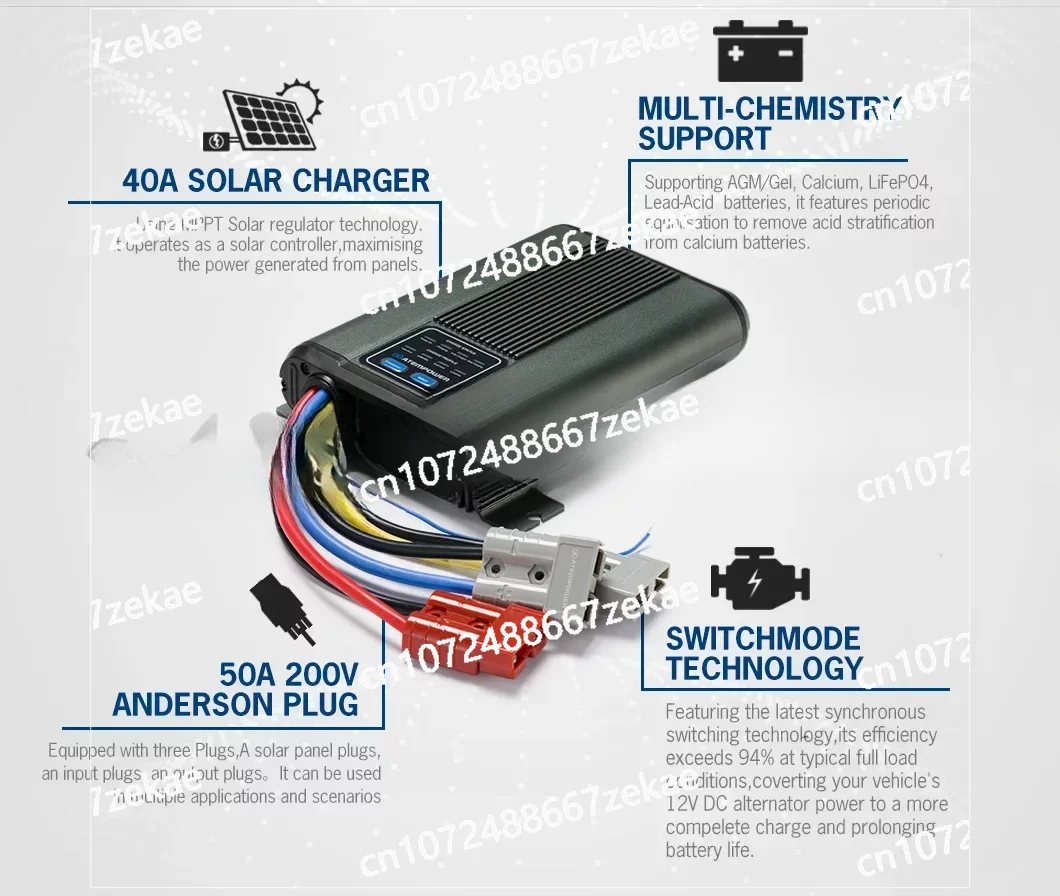 40A 12V Solar MPPT Dual Battery System Car DC TO DC Battery Charger