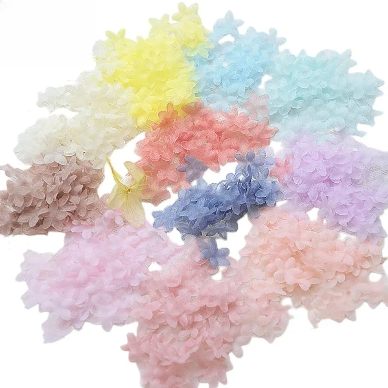 

100-200PCS New Multicolor DIY Handmade 3D Organza Flower DIY Wedding Dress Veil Mini Flowers Baby Clothes Making Materials