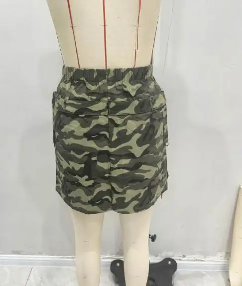 여성용 여름 2025 카모플라주 작업복 짧은 치마 면 소재 신상 레트로 및 니치 하이웨이스트 슬림핏 A라인 치마