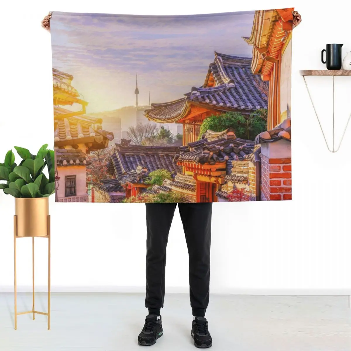 

Korean Traditional Houses - South Korea Throw Blanket Year Round Soft Comfortable Blanket for Home