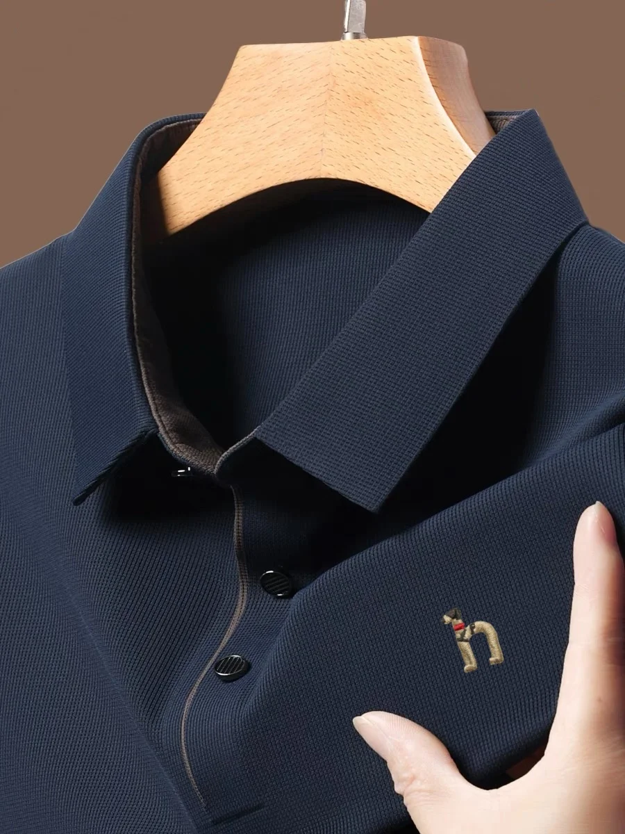 Summer New Men's Fashion T-shirt POLO Comfortable, Breathable, High end Embroidered Business Golf Flip Collar Top Short Sleeve image 3