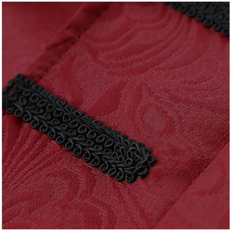 سترة عصر النهضة في القرون الوسطى أزياء تنكرية للرجال باللون الأحمر الداكن فيكتوريا Steampunk معطف واق من المطر ملابس خارجية معطف الأمير العتيق