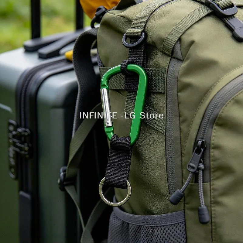 1Pcs Aluminum Carabiner With Webbing Key Ring Portable Quick-Attach Mounting Hook For Outdoor Tools AccessoriesINFINITE -LG
