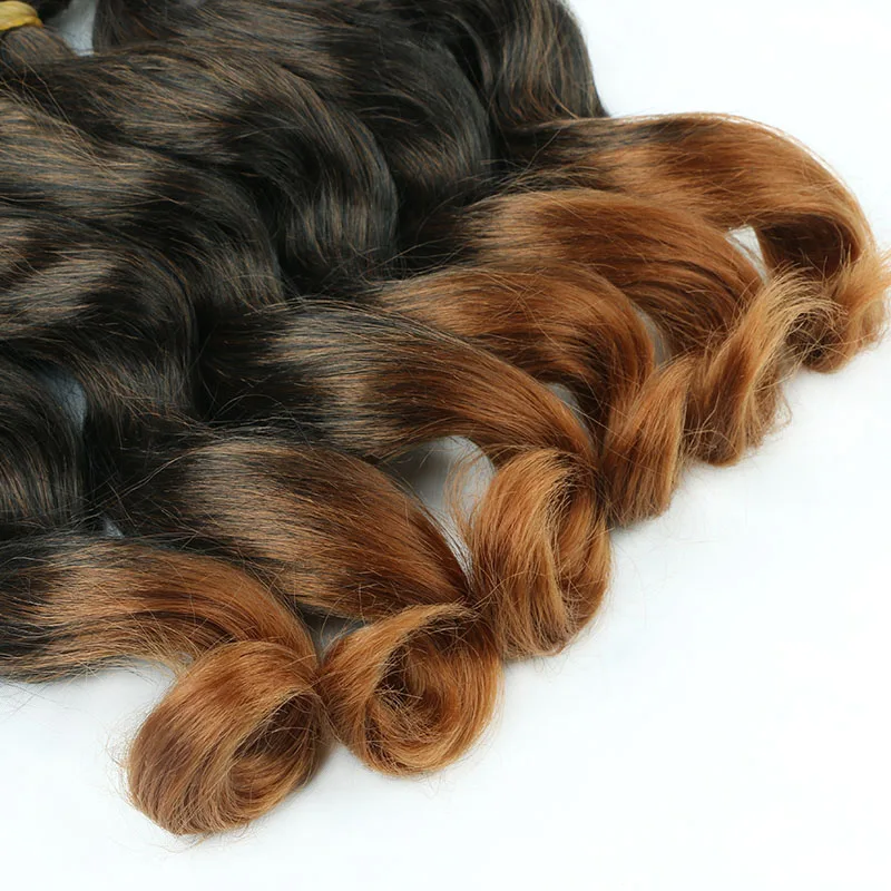 French kinky Curly Hair Weave Bundles Synthetic Hair 6Ps/Lot 14/18 Inch Nature Brown Color Wavy Hair Bundles Hair Extensions