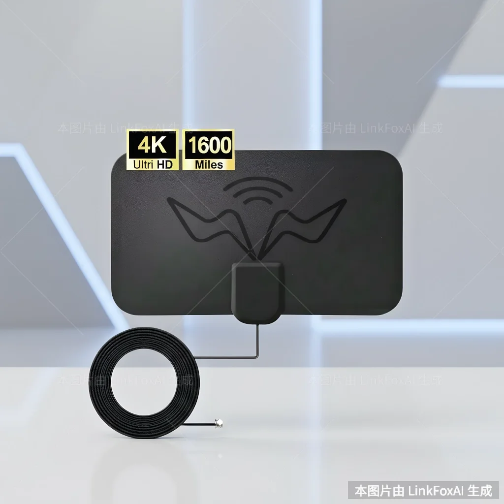 

ТВ-антенна 4K HD с высоким коэффициентом усиления — активная комнатная коробка DTV с усилителем сигнала, вилка европейского стандарта с плоской конструкцией