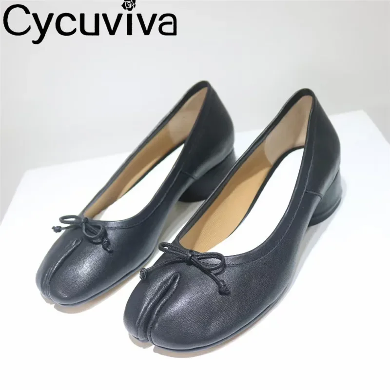 Popular Real Leather Split Toe Flat Loafers Shoes Woman Comfort Summer Dress Shoes Casual Slip On Flip Flops Women Shoes