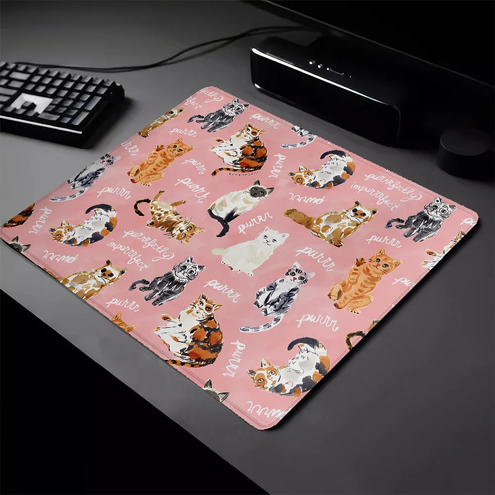 Small Pad Mouse Mats PURRRFECTLY IMPURRRFECT Cats in Peach Gaming Laptops Deskmat Pc Gamer Pad on the Table Keyboard Mat Cabinet