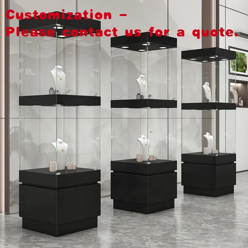 

custom.Jewellery Pedestal Exhibition Tempered Glass Cabinet Jewelry Display Showcase with Lights & Locks Museum & Livin