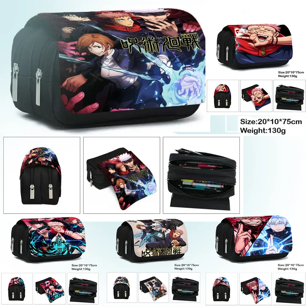Anime Jujutsu-Kaisen Federmäppchen mit großem Fassungsvermögen, doppeltem Reißverschluss, aus Canvas, Ryomen-Sukuna Schreibwarenbox, Federmäppchen mit Motiv.