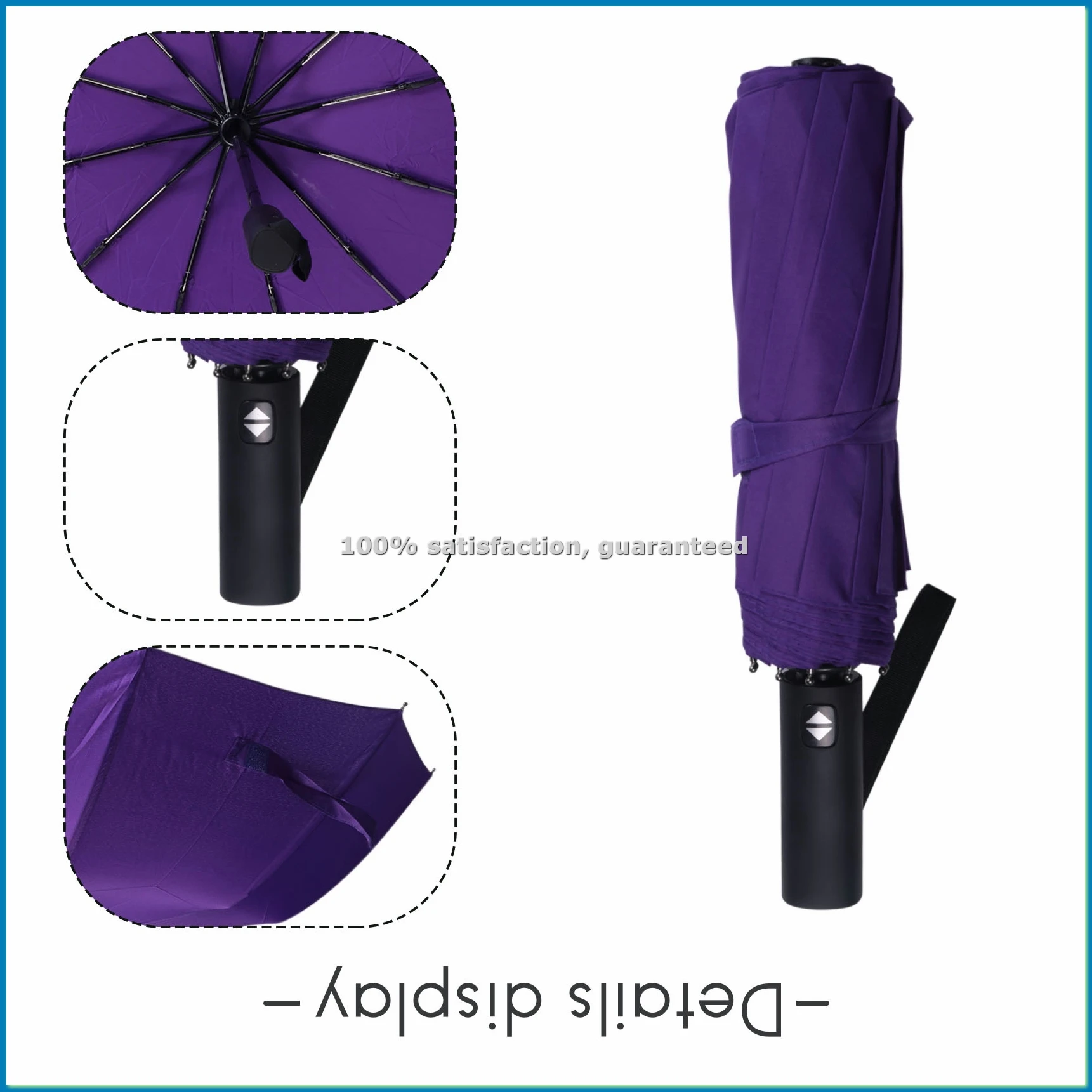 12 Ribs Handheld Folding Umbrella Windproof Compact Travel,Auto Open/Close Large Rain Umbrellas for Mens Women--A79M
