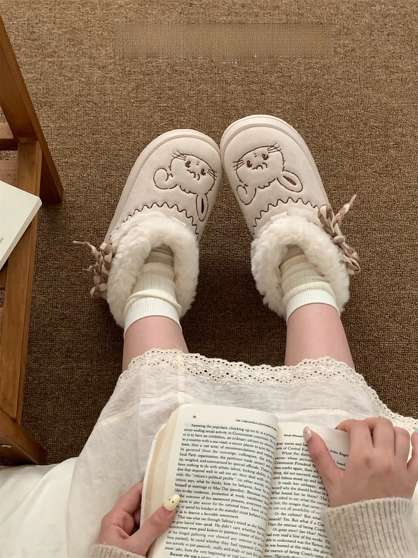 

Женские зимние ботинки Mikko: милые мультяшные, теплые, флисовые, с противоскользящей толстой подошвой, короткие, утепленные, для северо-востока