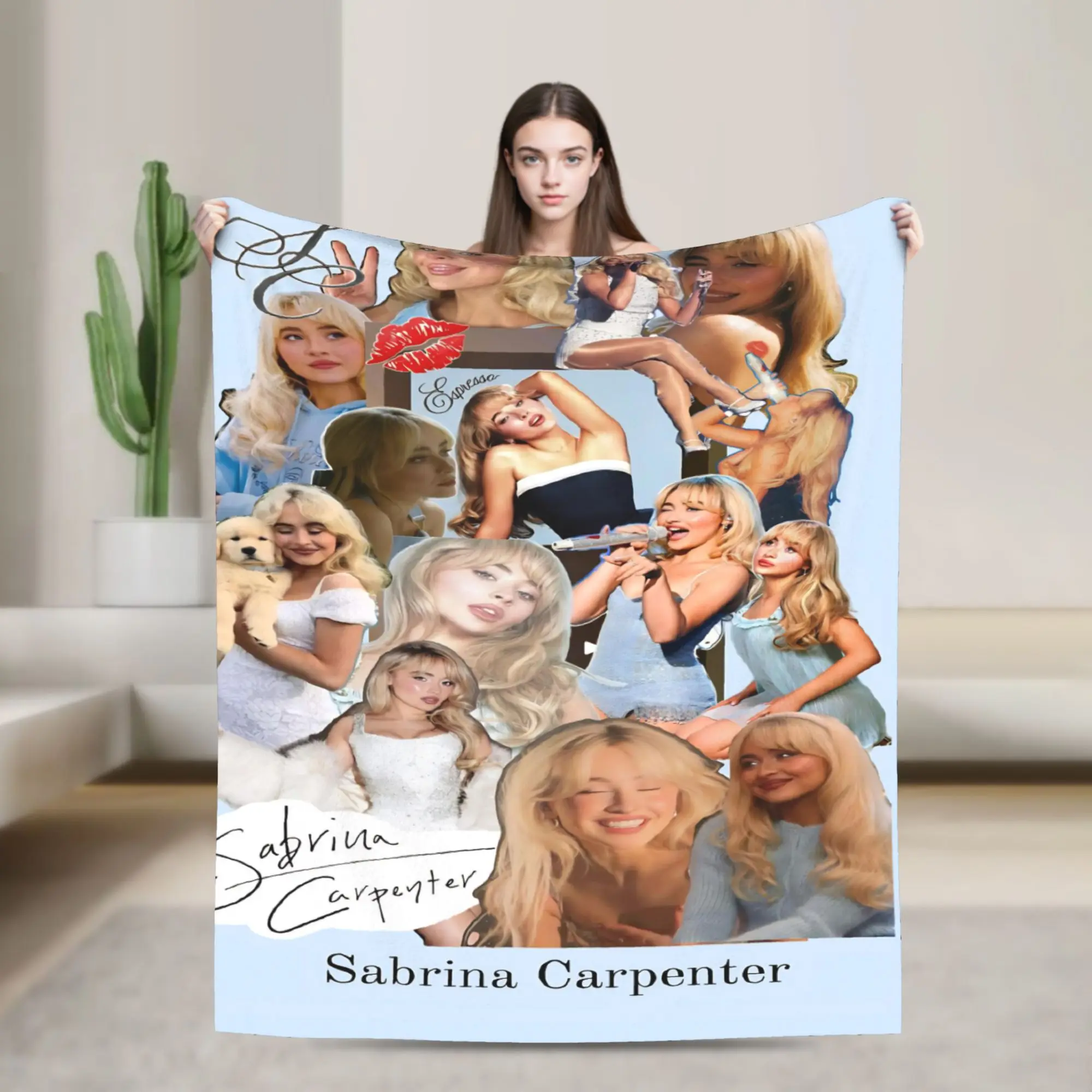 

Sabrina Carpenter American Singer Blanket Travel Flannel Bedding Throws For Bedroom Soft Design Quality Bedspread Present