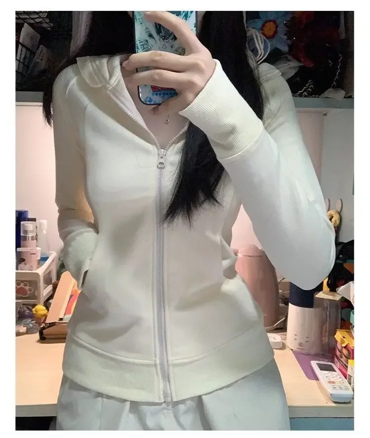 Schwarzer Kapuzenpullover 2025 Damenbekleidung mit Reißverschluss, schmal geschnitten, Y2k-Jacken, lässige Mode-Sweatshirts, Oberteile, Ropa Mujer – Detail 15
