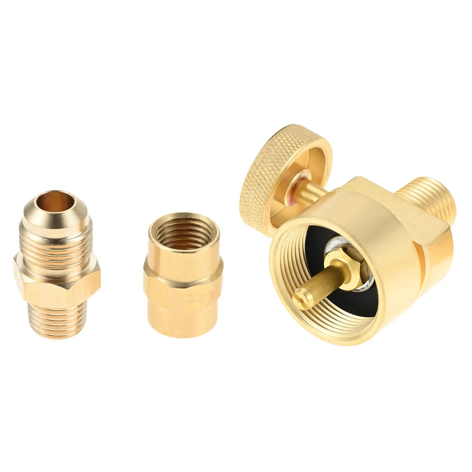 3 قطعة/المجموعة النحاس 1LB خزان البروبان عبوة محول مع 3/8 "متوهج x 1/4" NPT ذكر الأنابيب موصل و 1/4 "x 1/4" NPT مقرنة مجموعة