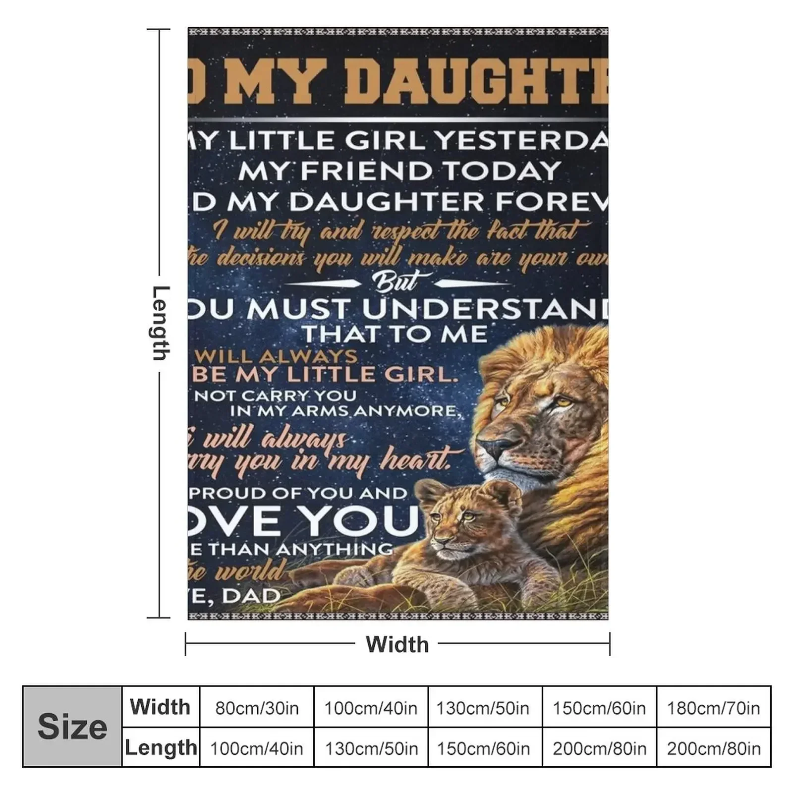to my daughter from dad - Lion dad to daughter Throw Blanket anime Baby Soft Beds Single Blankets