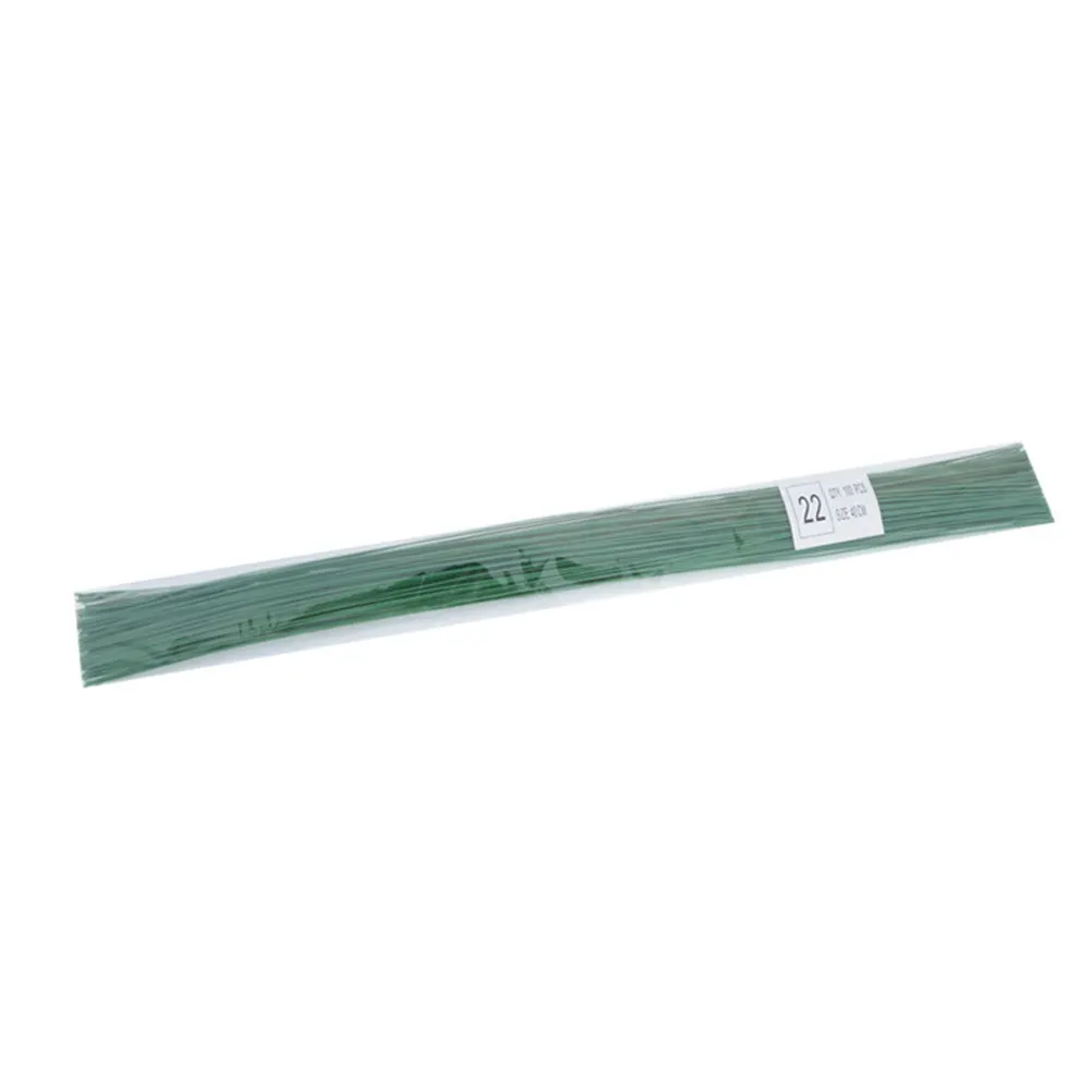 200Pcs Wire Artificial Flowers Stem Green 40Cm Floral Stem for DIY Wedding Bouquet Craft Flower Pole Flower Pole