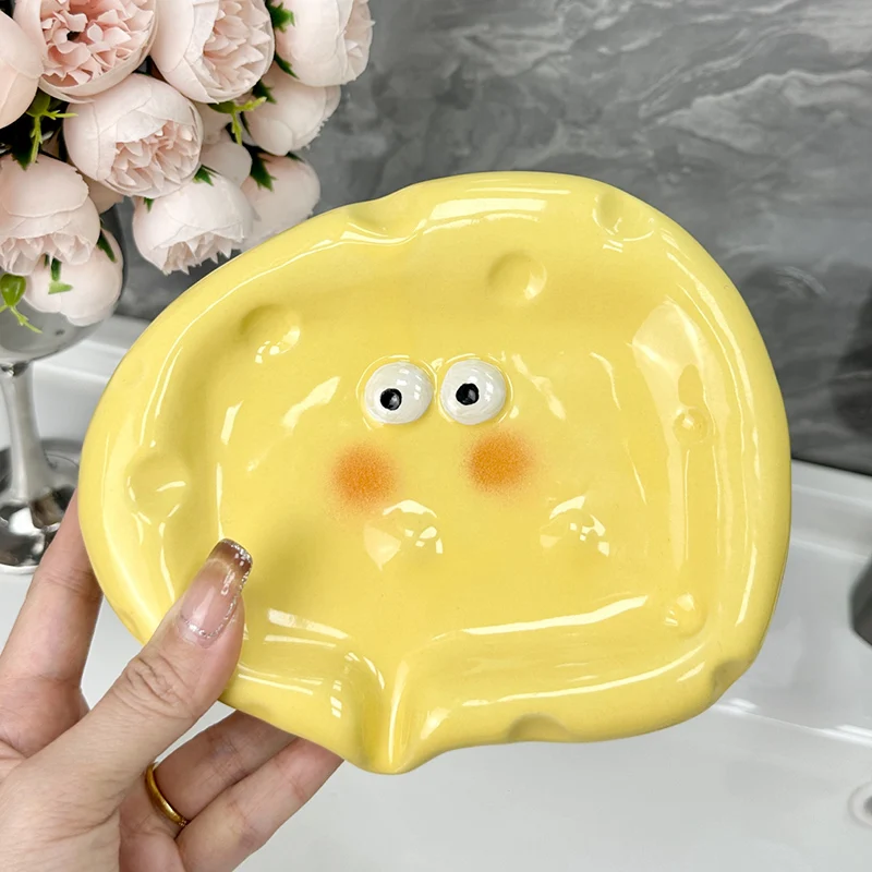 Creative Cheese Shaped Ceramic Lotion Bottle Cute Soap Box Soap Rack Household Hotel Shower Gel Bottle Bathroom Supplies 2024