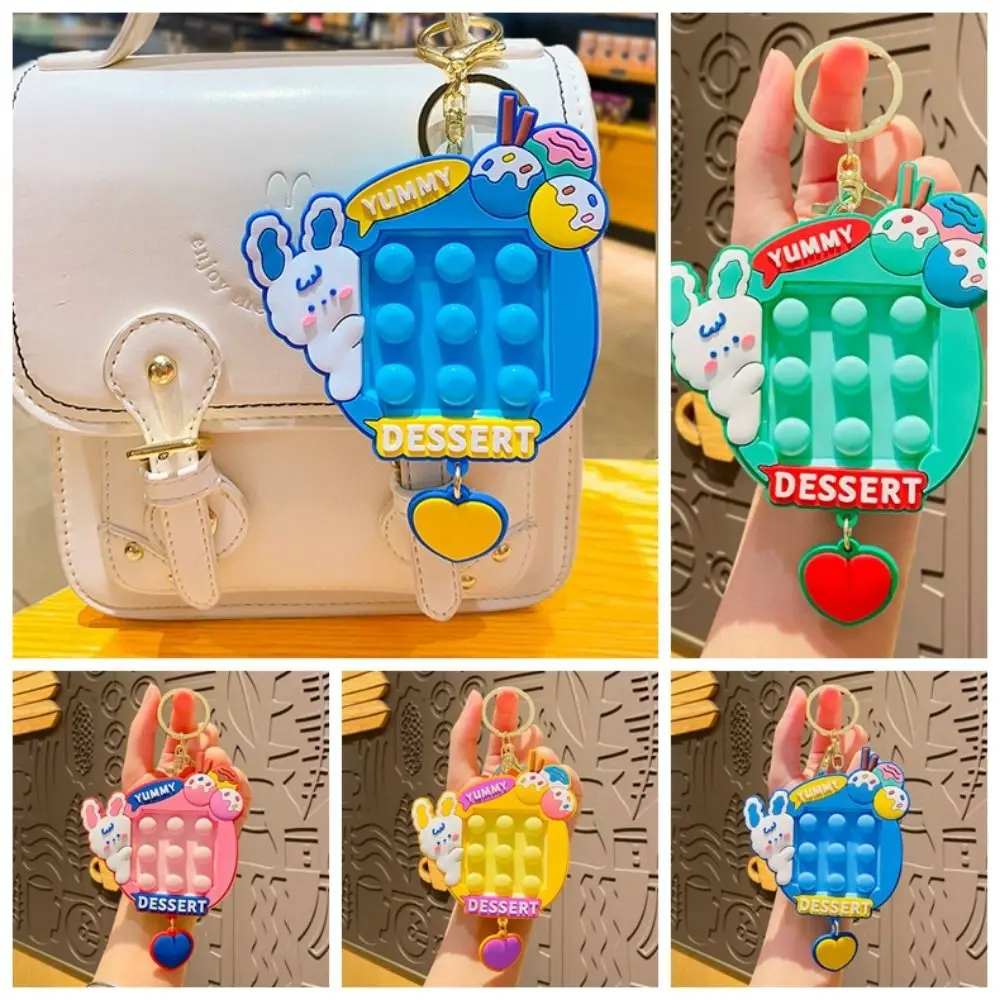 Push Bubble Dimple Toy Keychain Kawaii Reliever Rabbit Fidget Toy Keyring Cartoon Maze Pinch Pinch Bubble Toys Keychain Adult