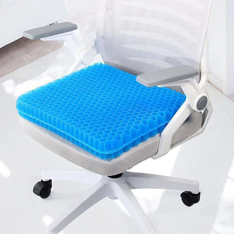 Cooling Honeycomb Gel Cushion with Cap Bag Blue Summer Breathable Chair Pad for Office Car Soft Undeformed Sedentary Artifact