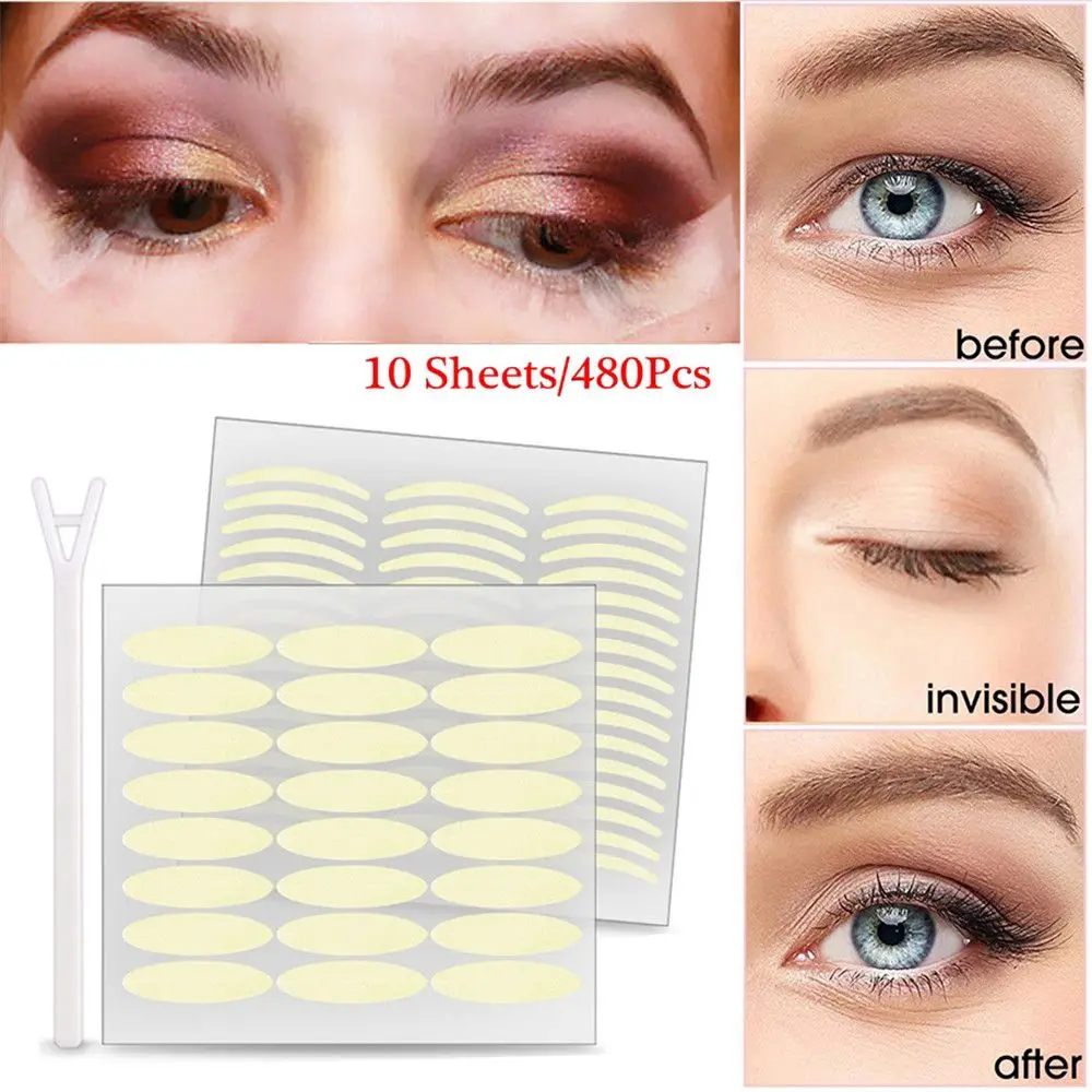 480Pcs Women Beauty Invisible Adhesive Transparent Eye Makeup Tape Eyelid Stickers Double Side Eyelid