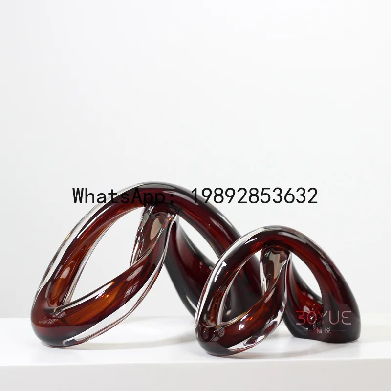 

Glass Handicrafts Geometric Knot Hollowed-out Cross-wound Glass Sculpture Crossed Ring Home Decoration Accessories