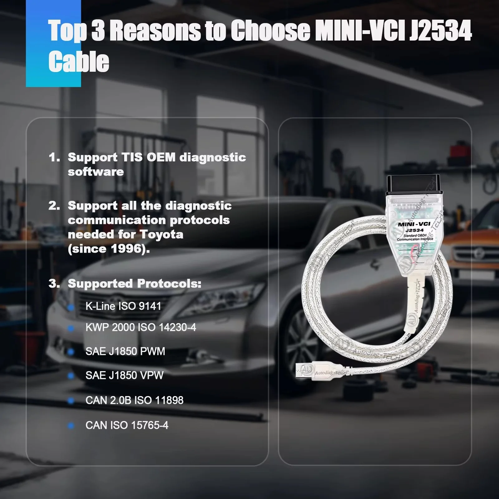 Mini VCI J2534 Cable for Toyota Lexus Scion Vehicles,OBD2 to USB J2534 TIS Techstream V18.00.008 Diagnostic&Reprogramming Tool