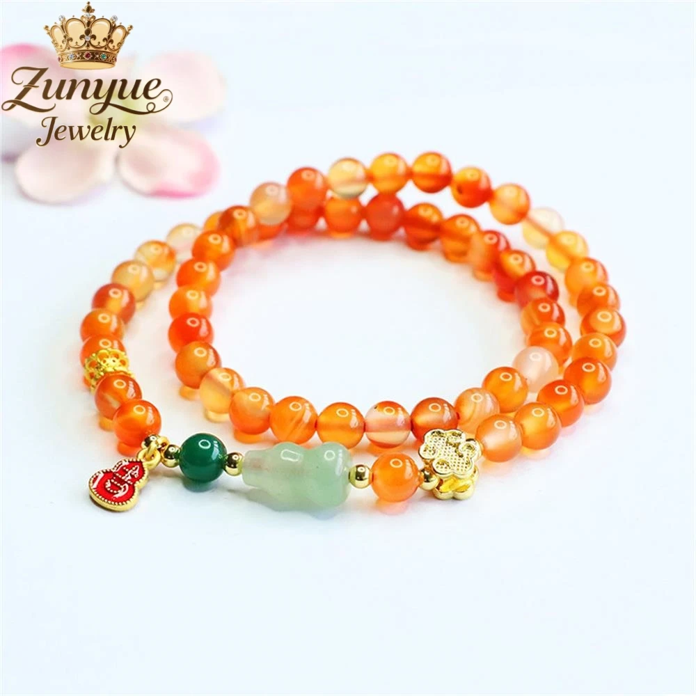 

High-End Natural Double-Ring Agate Gourd Bracelet Luxury Quality Jewelry Fashion Jewelry Exquisite Elegant Charms Popular Gift