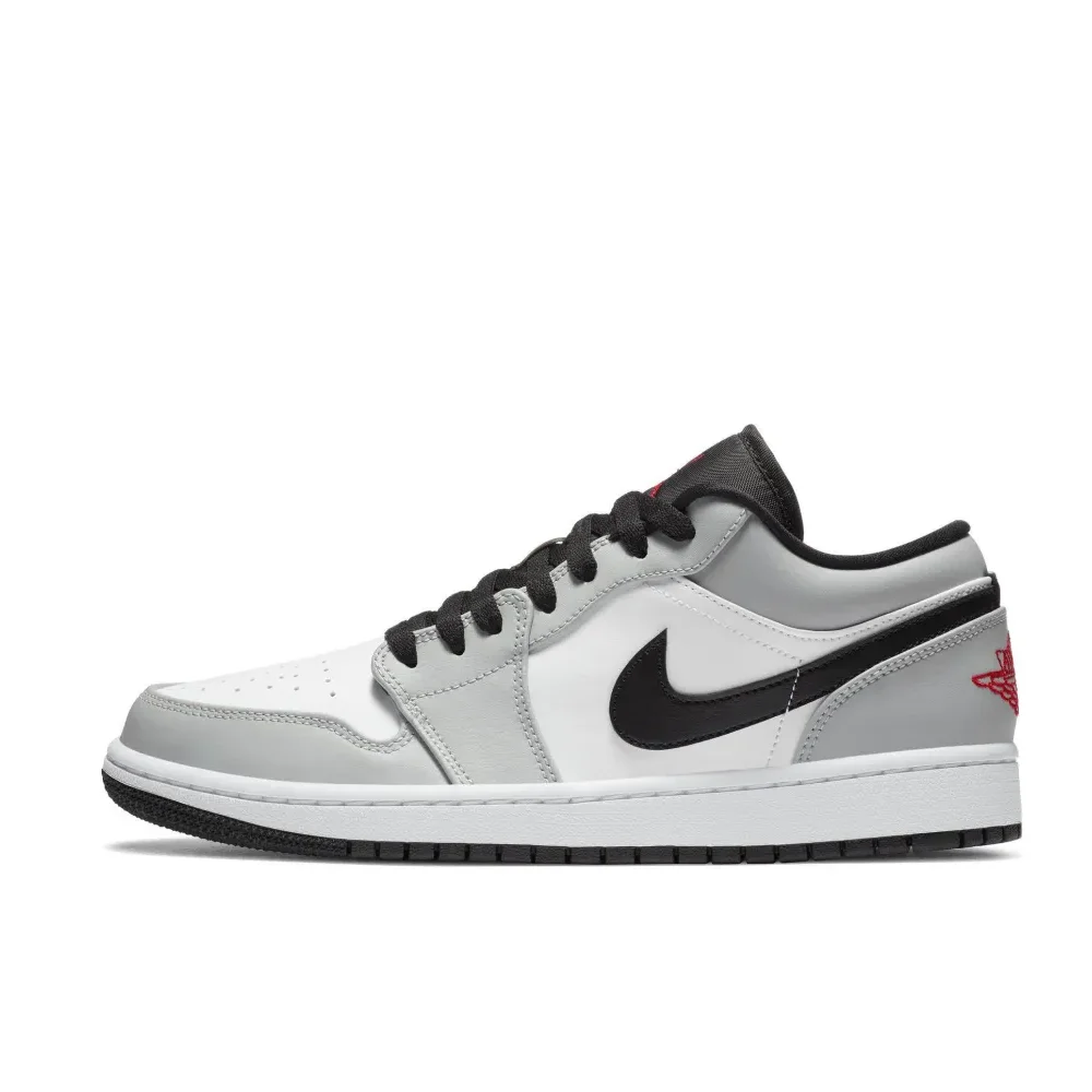 NIKE Air Jordan 1” Light Smoke Grey Synthetic Leather Anti-slip Wear-resistant Low Top Retro Basketball Shoes Men\'s Smoke Grey