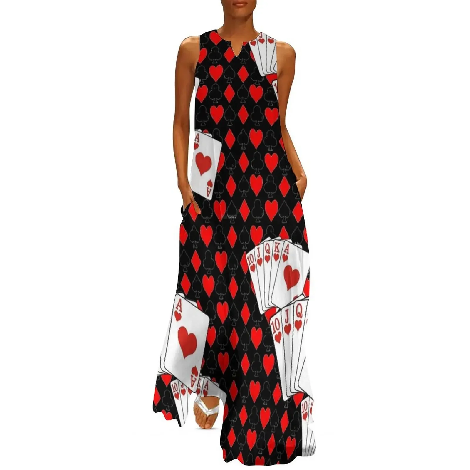 

HEARTS-DIAMONDS BLACK CASINO POKER CARDS ABSTRACT ART Long Dress sexy short dresses daring luxury dress Dress