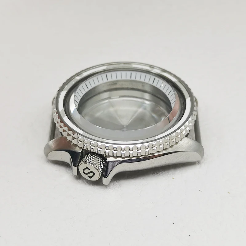 Casing jam tangan perak SKX007 42mm, casing jam tangan kaca safir cocok dengan NH35 NH36 4R35 4R36 7S26 gerakan 28.5mm, Dial untuk pria, reparasi